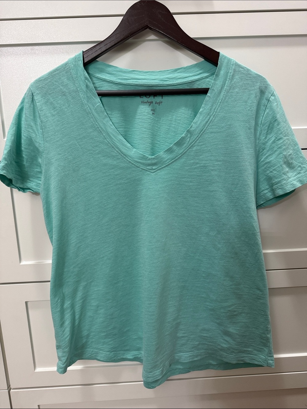 LOFT Vintage Soft Teal V-Neck Short Sleeve Tee
